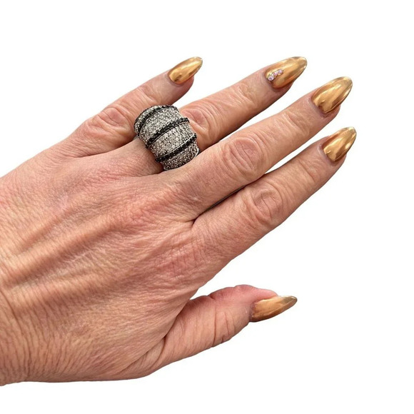 CZ Sterling Silver Dome Cocktail Ring - Picture 3 of 7